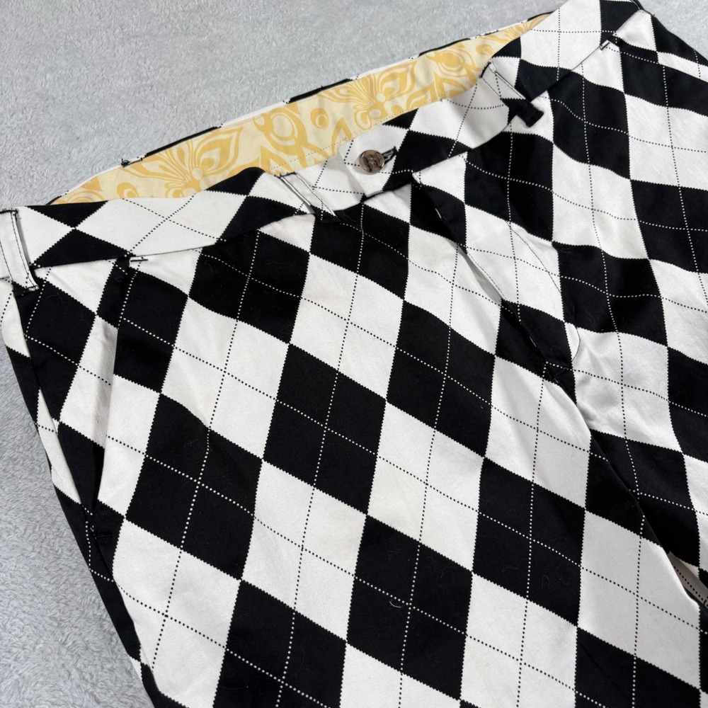 Loudmouth Golf Mens Argyle Pants Black White Checkered 42x34 Cotton Stretch